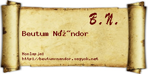 Beutum Nándor névjegykártya
